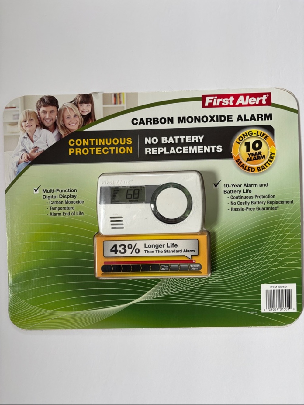 First Alert Carbon Monoxide Alarm Digital Display 10 YR Battery Life 832151 NEW